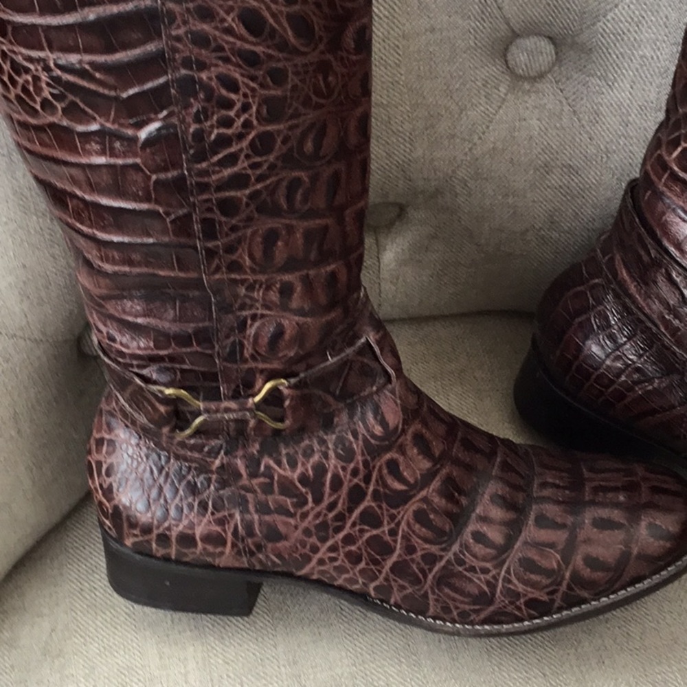 Talbots Croco-Style Brown Leather Boots